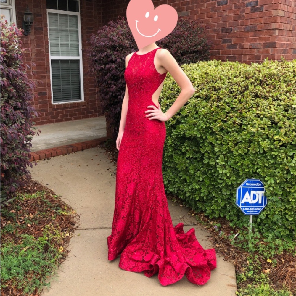 Red Laced Clarisse Prom Dress